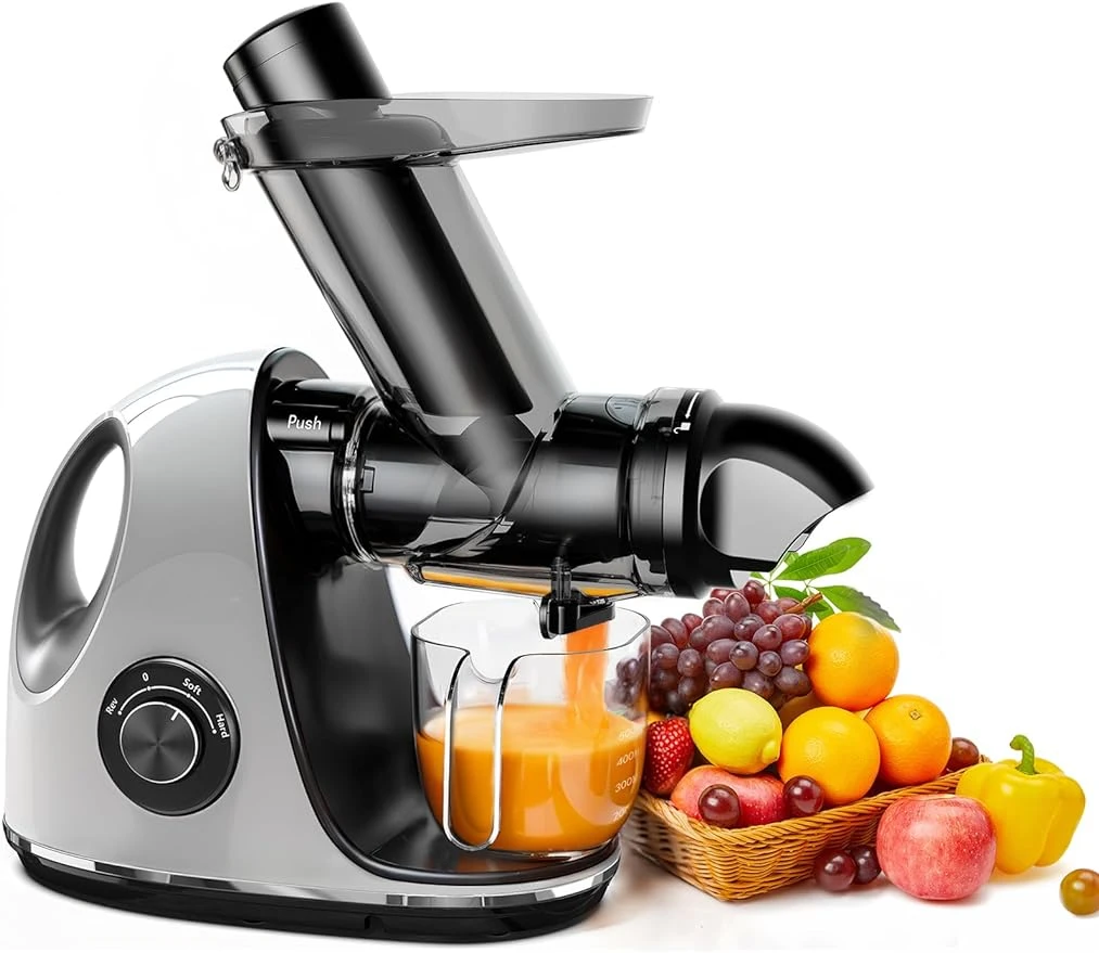 HAOYUNMA Juicer Machines, Masticating Juicer machines with 3-Inch Wide Chute, 2-Speed Modes & Reverse Function