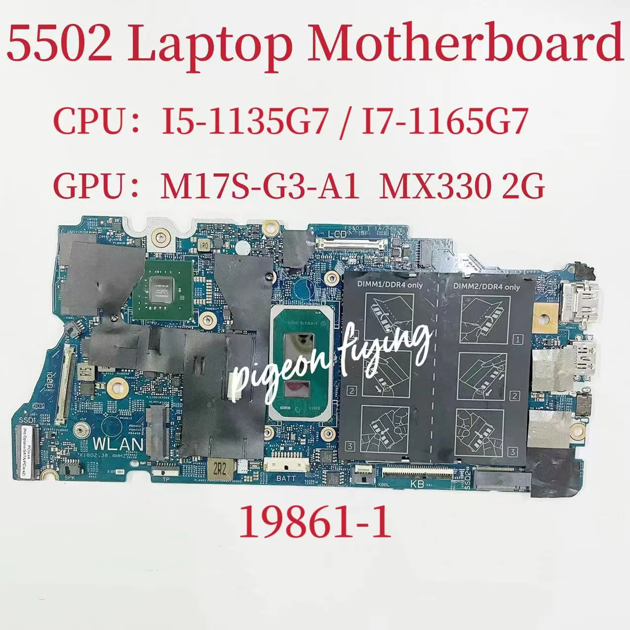 

CN-0MTYV1 0MTYV1 Mainboard 19861-1 For Dell Inspiron 15 5502 Laptop Motherboard CPU : I5-1135G7 I7-1165G7 GPU: MX330 2GB Test OK