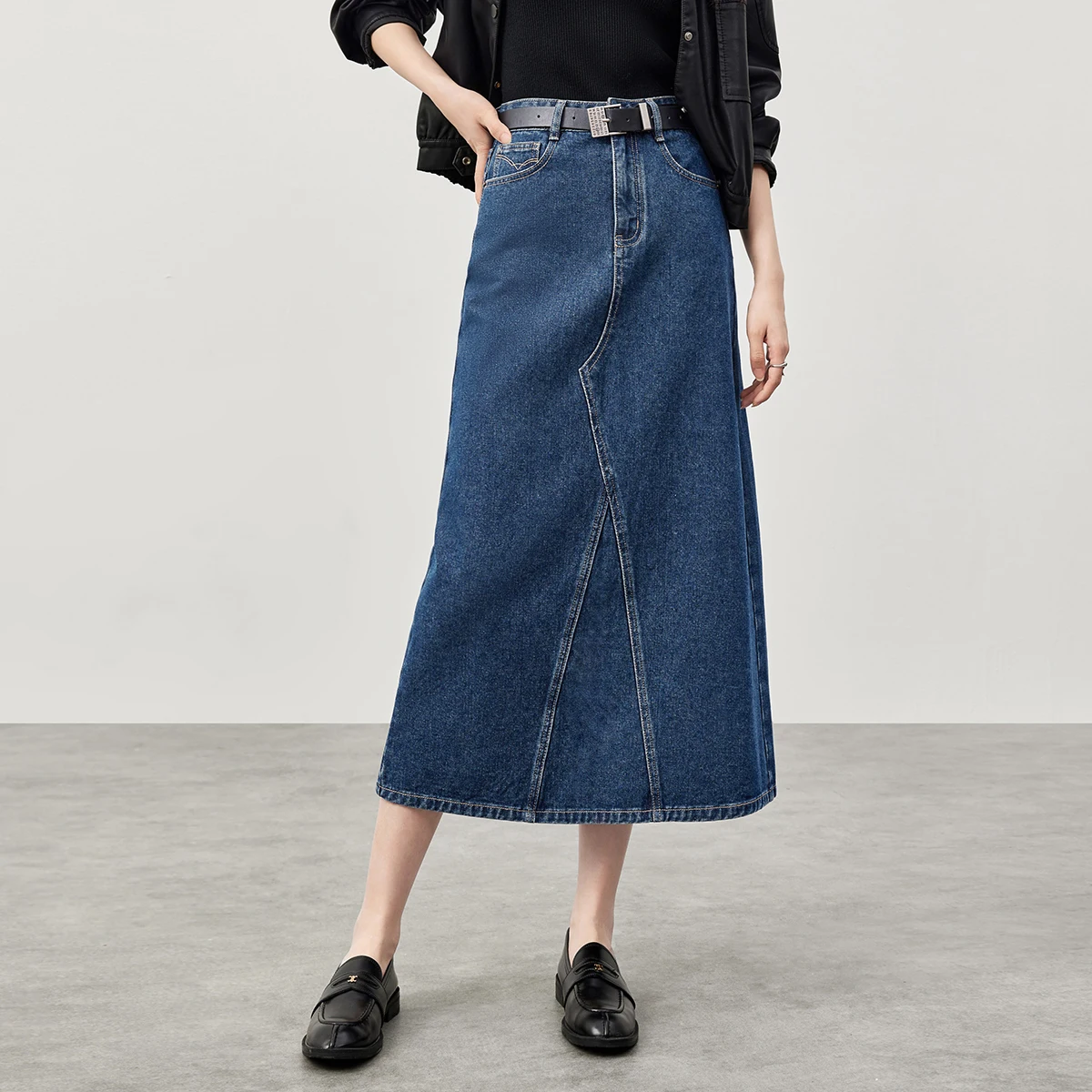 SENTUBILA スカート レディース 2025 秋 Aライン ハイウエスト カジュアル ジーンズスカート レディース サイドスリット トレンド ボトムス W51Q58715