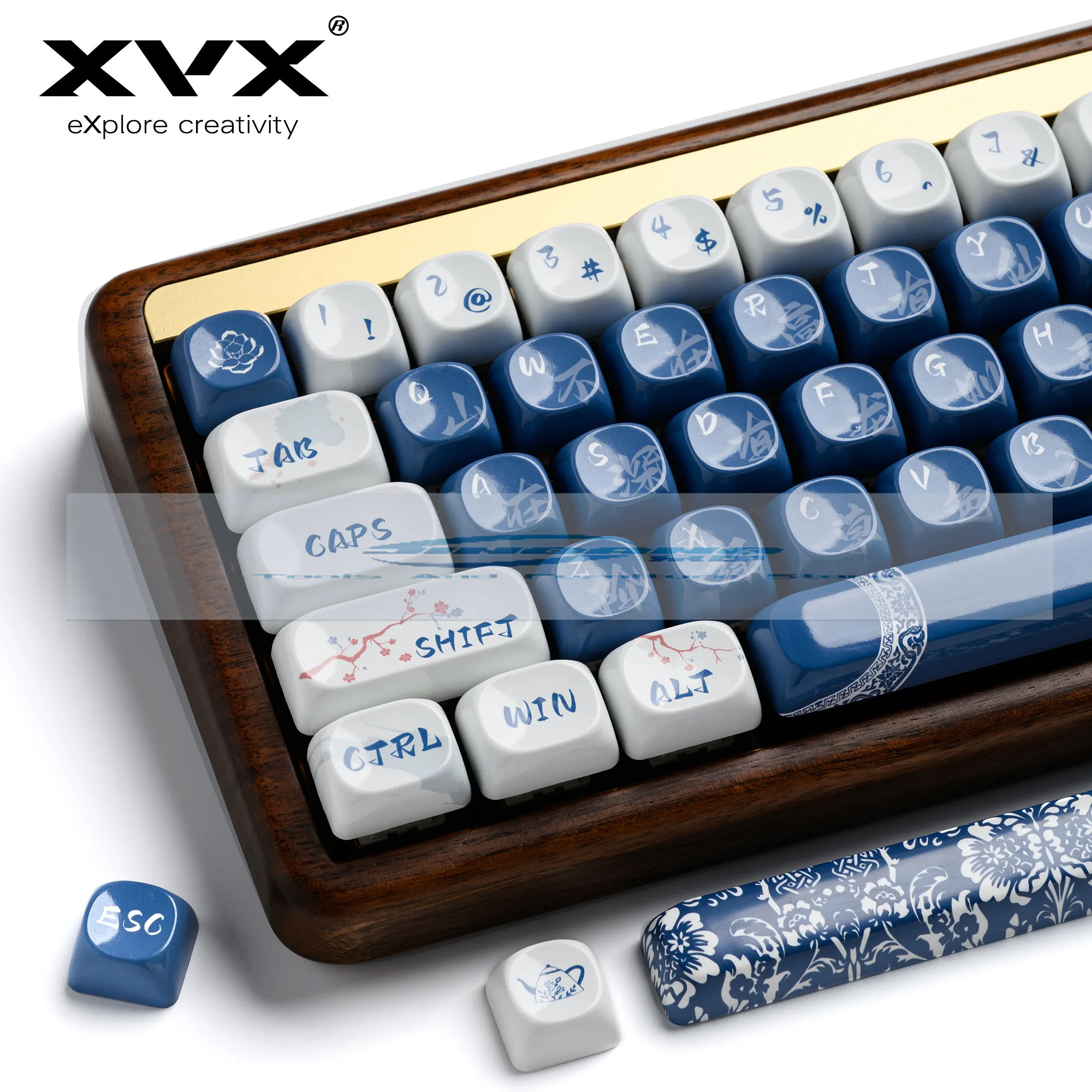 

Porcelain Ceramic Theme Keycaps Set Customized PBT Sublimation MOA Profile Keyboard Caps for Mechanical Keyboard Accessories MX