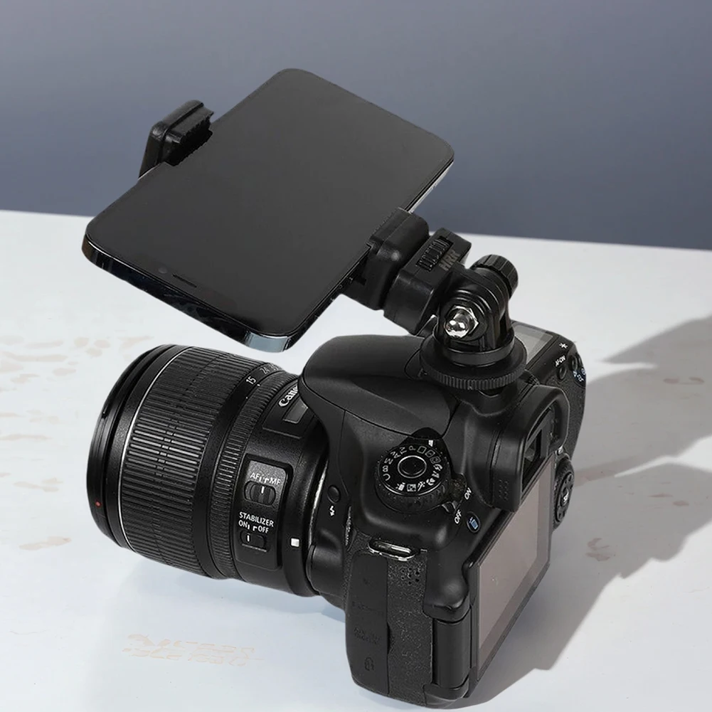 Phone Tripod Holder Clip Camera Hot Shoe Mount Cell Phone Tripod Mount Adapter 360 Degree Rotatable