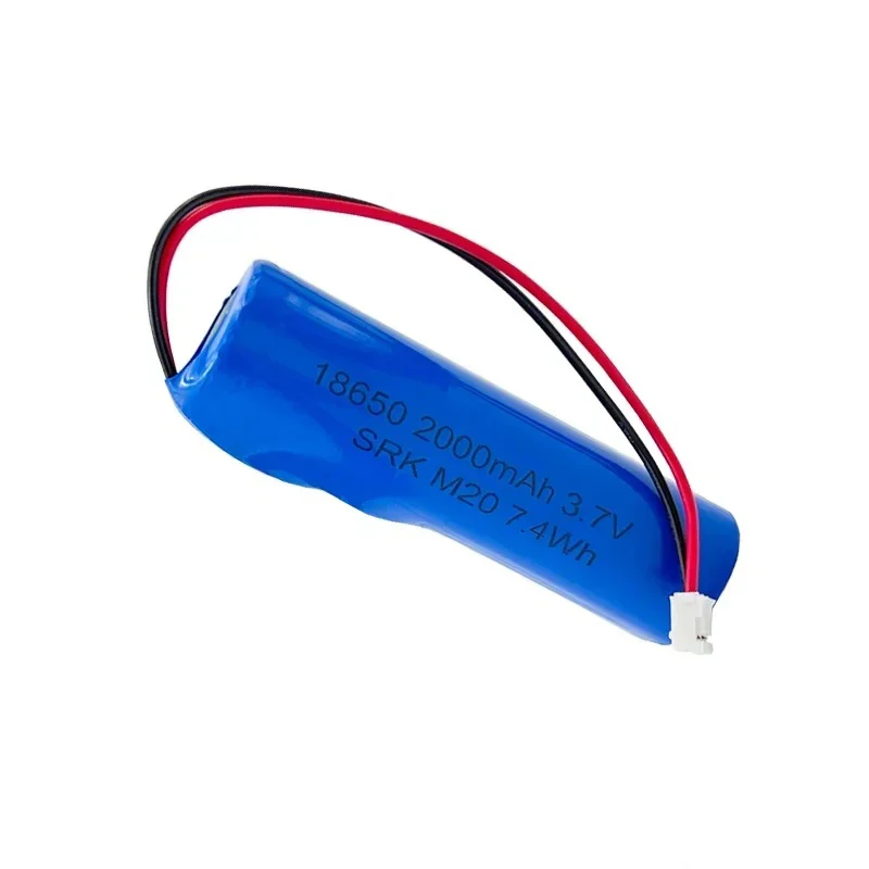 100% New 18650 Battery Lithium Ion Rechargeable Battery 3.7V 2000mAh 18650 Emergency Lighting Replacement With Plug PH2.0 Cable