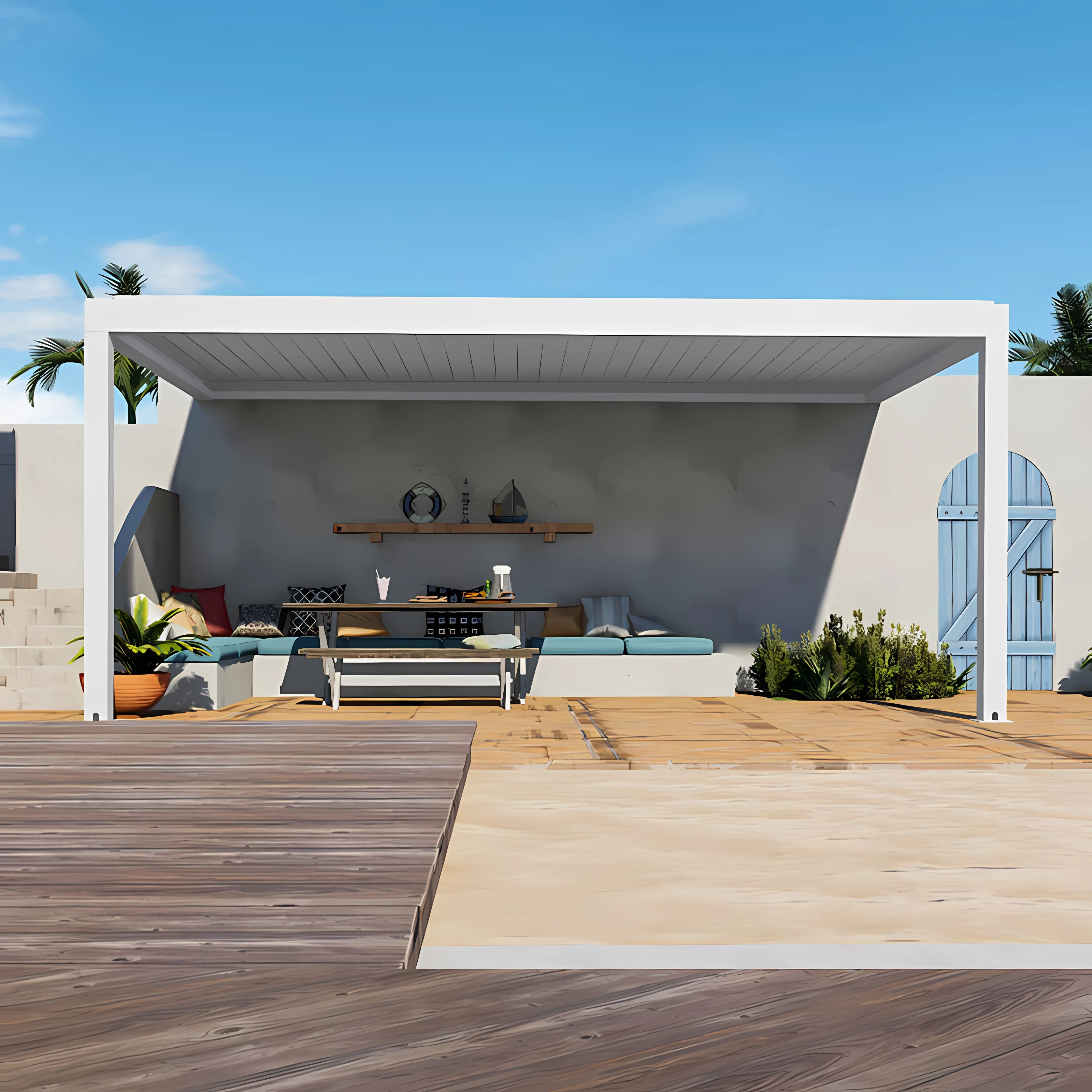 هيكل ألومنيوم قابل للفصل 5 × 4 مع إطار مطلي بمسحوق سقف مقوس يمكن تجميعه بسهولة مأوى خارجي مقاوم للقوارض لـ Ga #1