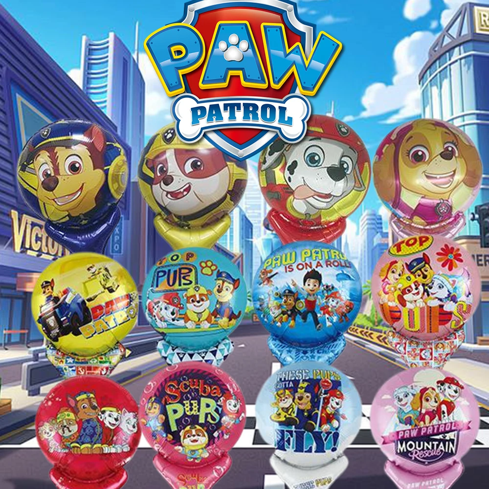 

PAW Patrol Aluminium Foil Ballon Stick Cartoon Theme Happy Birthday Party Decor Inflatable Handheld Balloons Atmosphere Props