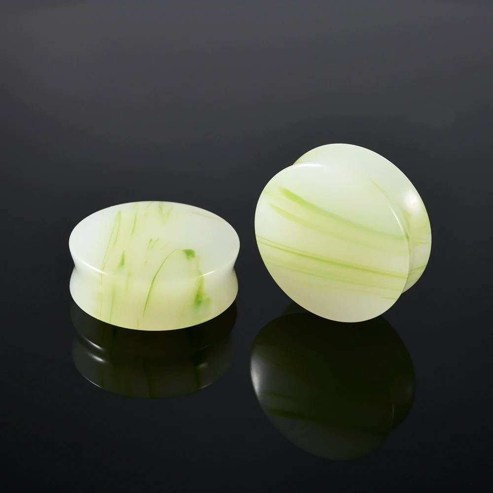 1PC Green Agate Stone Ear Gauge Double Flared Saddle Ear Plugs Ear Stretchers Tunnels Expanders Body Piercing Jewelry 6-30mm