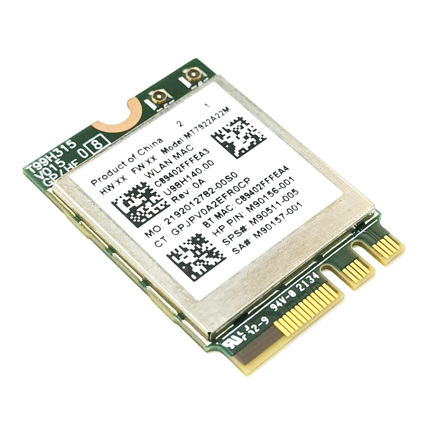 Used MediaTek Wi-Fi 6E MT7922 M.2 NGFF wireless LAN card 2400Mbps bluetooth 5.2 wifi network adapter 802.11AX MT7921 card