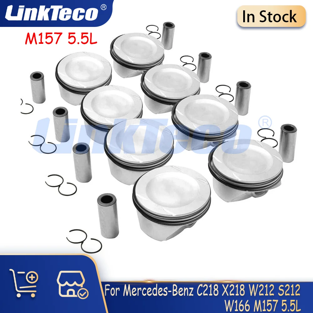 Engine Parts Piston With Ring Set Fit 5.5 L V8 M157 STD For 11-20 5.5L Mercedes-Benz C218 X166 W222 W166 W463 W222 S63 E63 G63