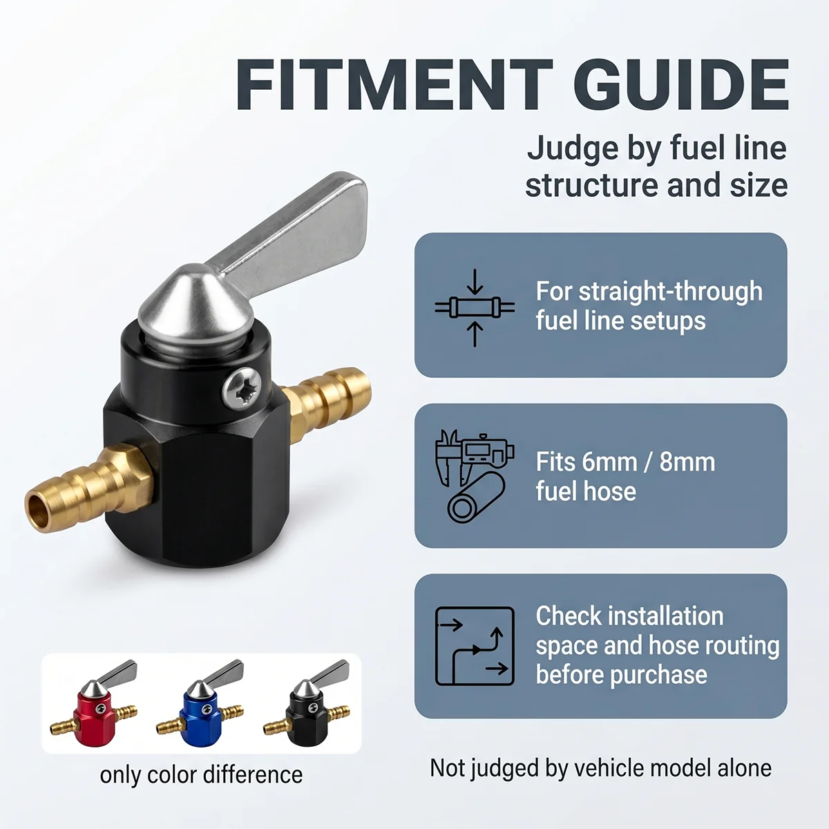 1pc Inline Fuel Tap On-Off Petcock Valve for Motorcycle ATV Scooter Dirt Bike Universal Gas Petrol Line Control Switch