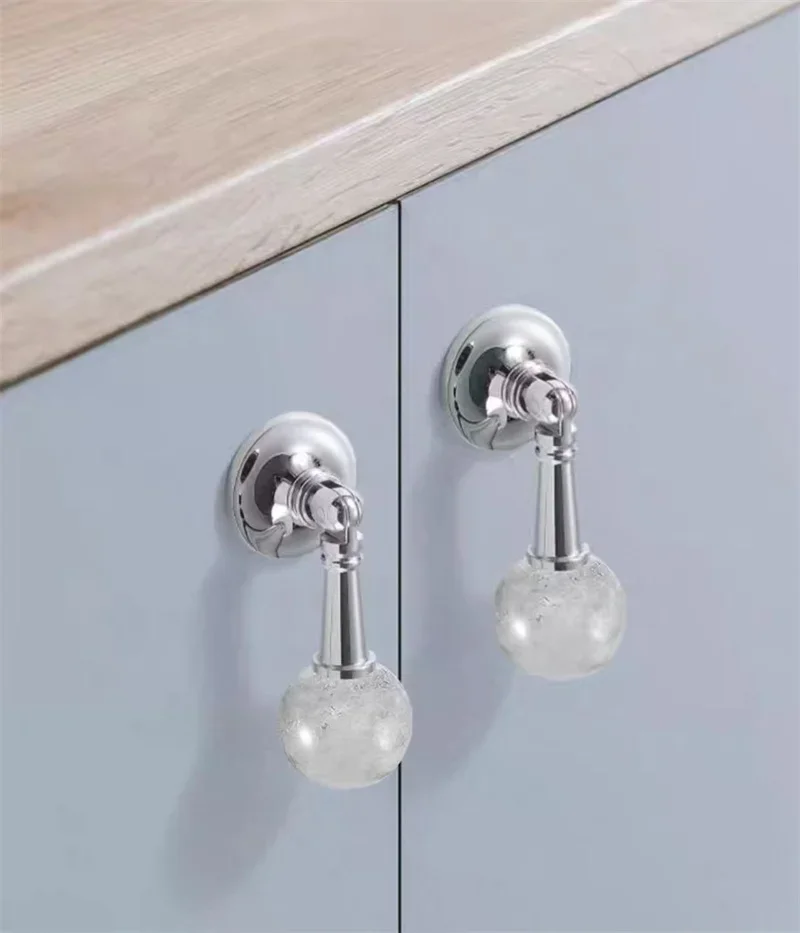 Natural Crystal Pendant Shape Furniture Handle Brass Door Drawer Knobs Cabinet Handles For Kitchen Wine Cupboard Wardrobe Pulls