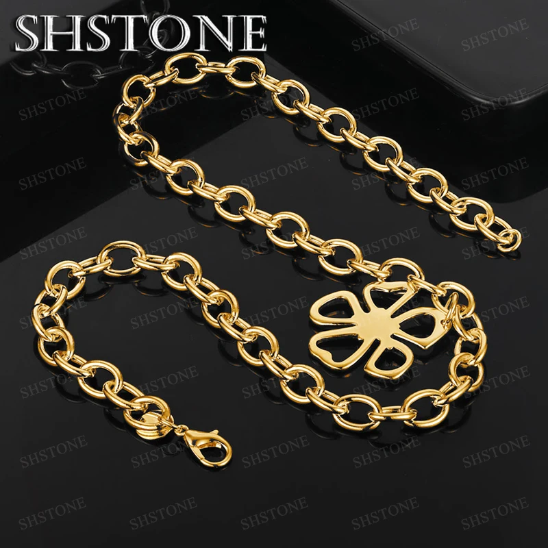 

45cm 18k Gold Flower Pendant Necklace For Women Charm Wedding Banquet Party Jewelry Accessory Fine Versatile Temperament Gift