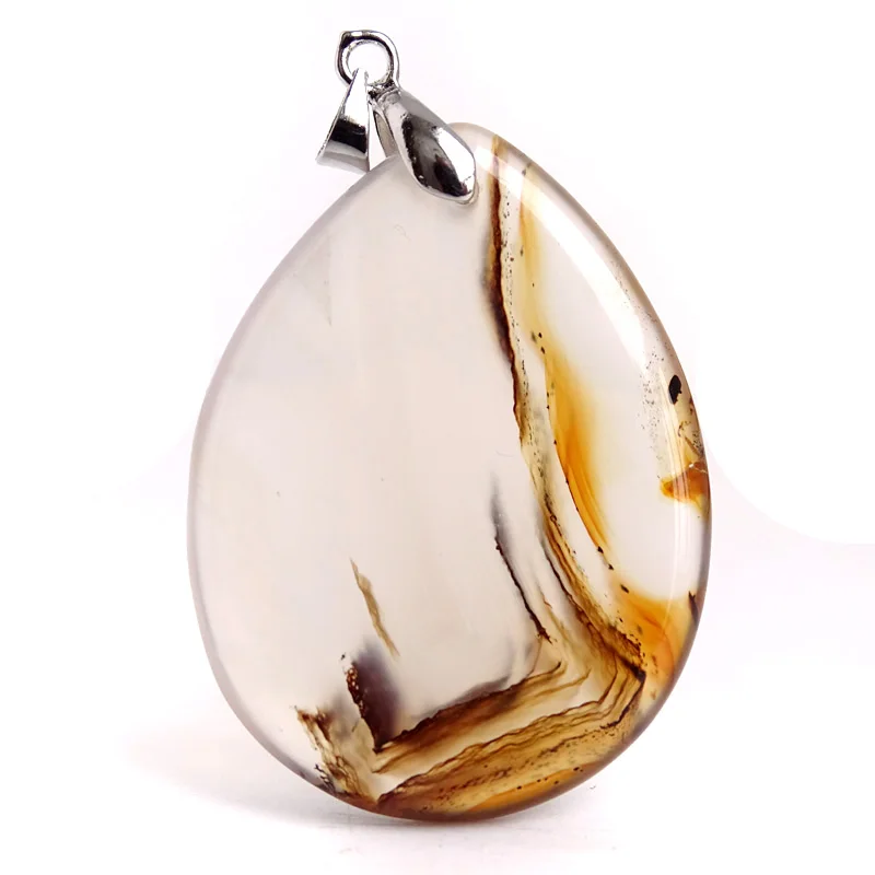 Fashion Jewelry Natural Dendritic Moss Agate Onyx Necklace Pendants Gemstone Slide Pendant Healing Reiki Men Woman\'s Gift BT170