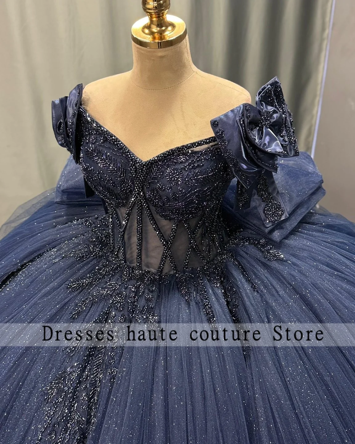 

Navy Blue Off Shoulder Sparkly Ball Gown Quinceanera Dresses 2026 Vestidos De Fiesta Elegantes Prom Dresses 2026 Customized