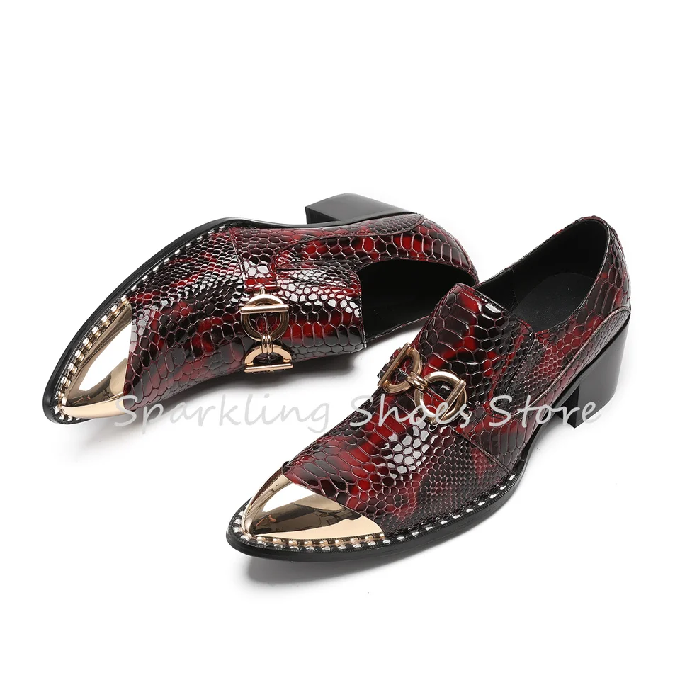 Fashion Metal Buckle Decor Loafers for Men Handmade Genuine Leather Leather Shoes Male Shallow Derby Shoes Wedding Dress Shoes