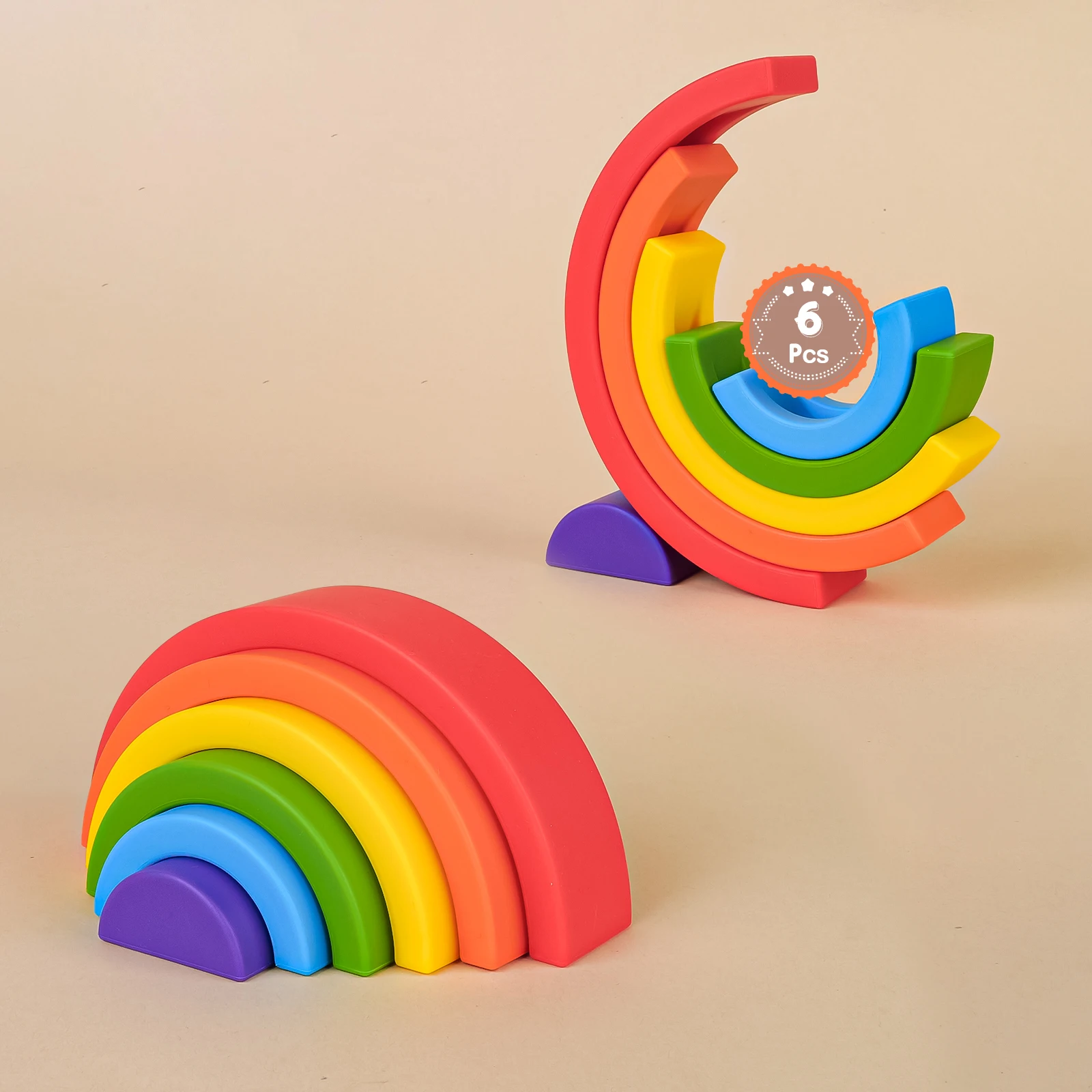 TYRY.HU Silicone Teether Baby Rainbow Shape Building Block Toy Kid Gift Food Grade Silicone Children's Goods Kid Teething Toys