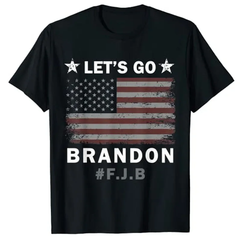 

Let's Go Brandon US Flag T-Shirt Conservative Anti Liberal Graphic Outfit Saying Tee Best Seller Short Sleeve Blouses Gifts