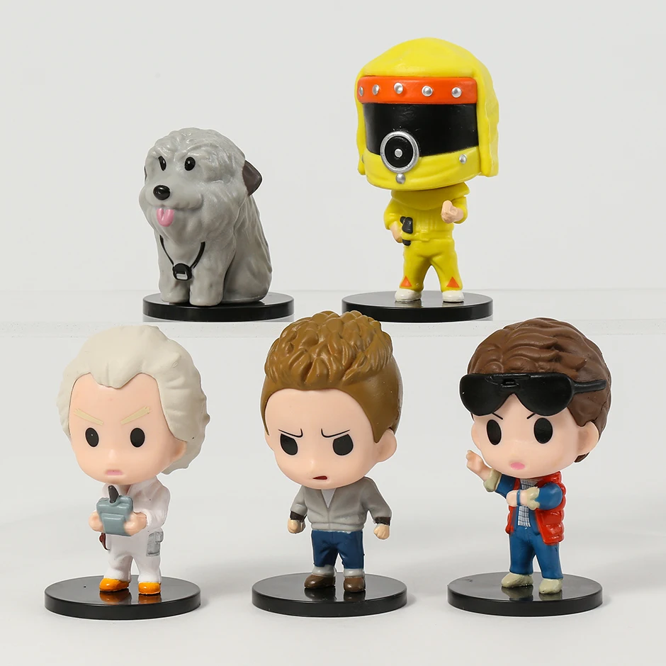 5pcs/set Back To The Future Marty Dr.Brown Biff Cute Ver. PVC Action Figure Toys 6-8cm