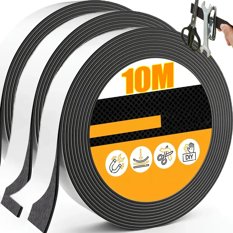 

Самоклеящаяся магнитная лента 10/1 м, гибкие магнитные полоски с клейкой подложкой, доски, липкие магниты на холодильник, поделки своими руками