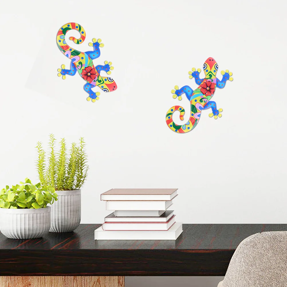 

Colorful Gecko Wall Hanging Decoration Iron Art Adornment Home Wall Decor Indoor Decorative Gecko Art Ornament