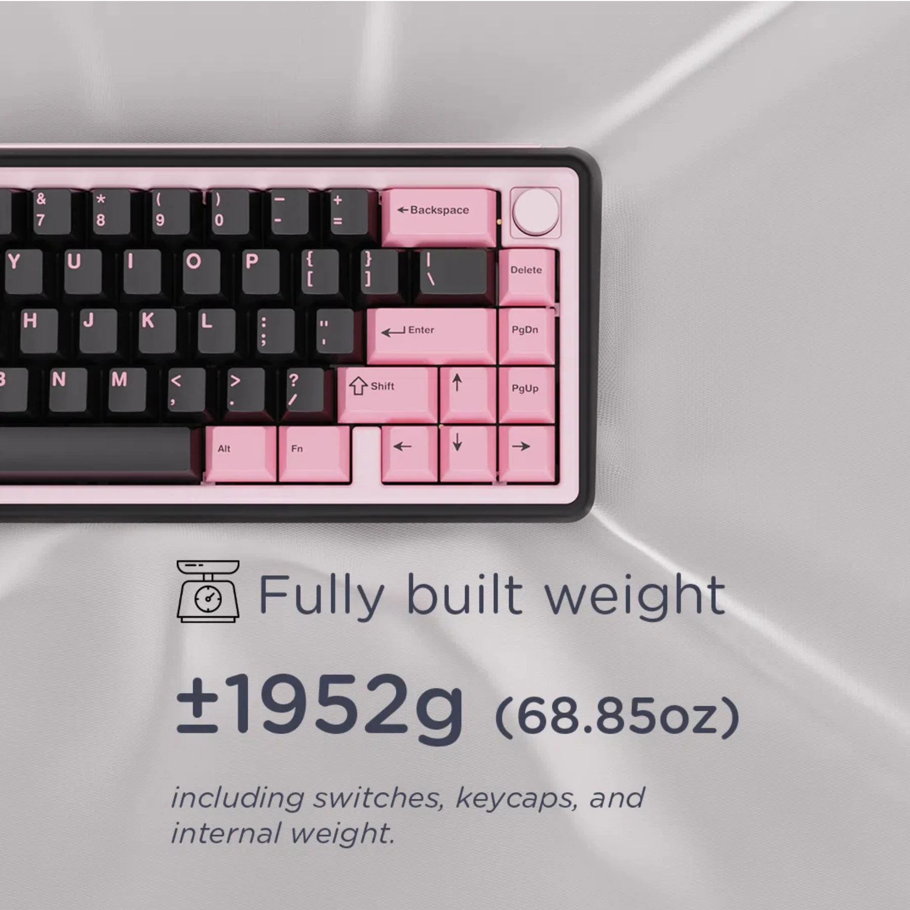لوحة مفاتيح ميكانيكية من الألومنيوم Chilkey Foxy 65 مع مقبض RGB بإضاءة خلفية لوحة مفاتيح ألعاب لاسلكية ثلاثية الوضع بقطع مرن (الوزن الداخلي)