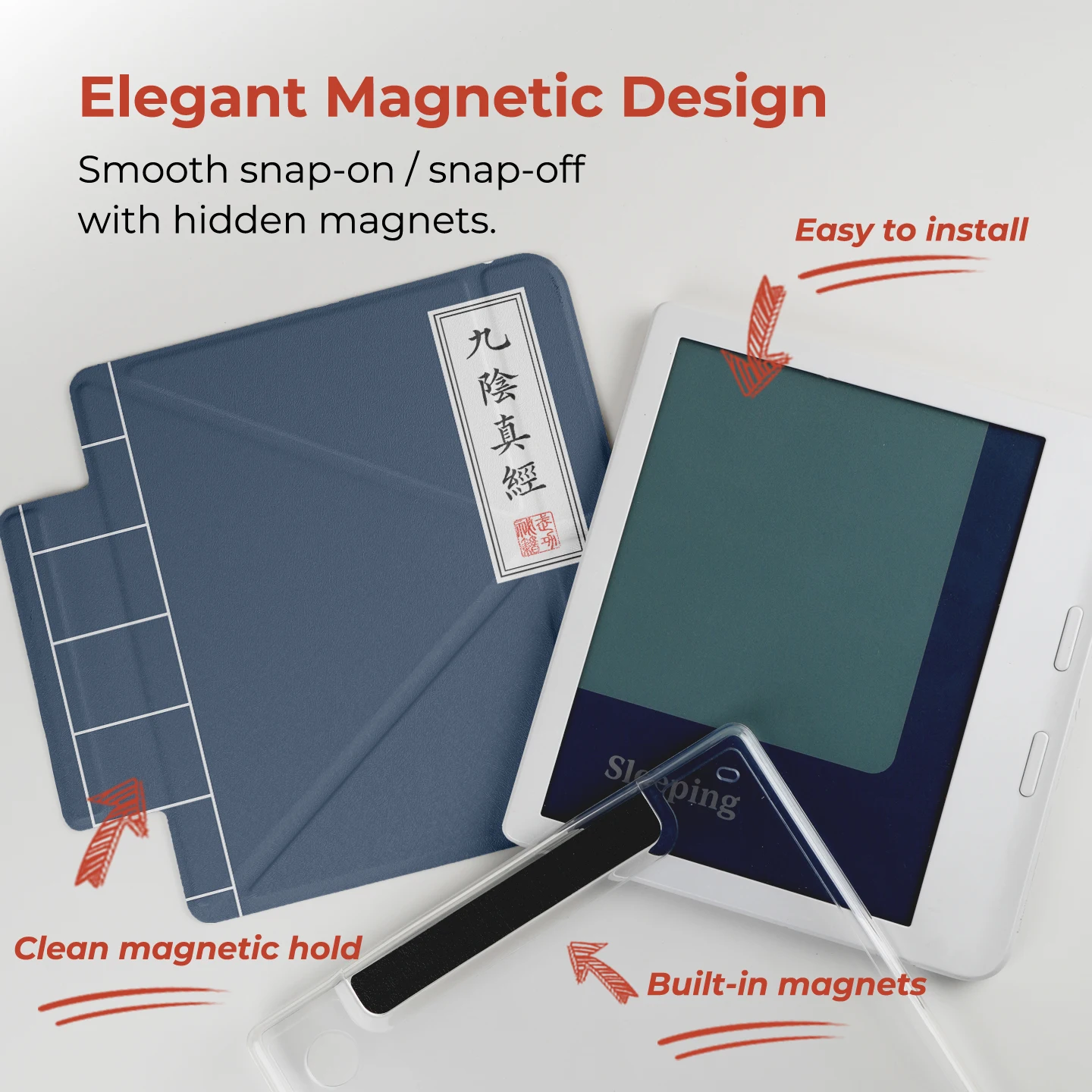 Twosheep suit for Kobo Libra Colour Kobo Libra2 7-inch Case Magnetic Detachable Cover Clear Back Wuxia Martial Arts Manual Style