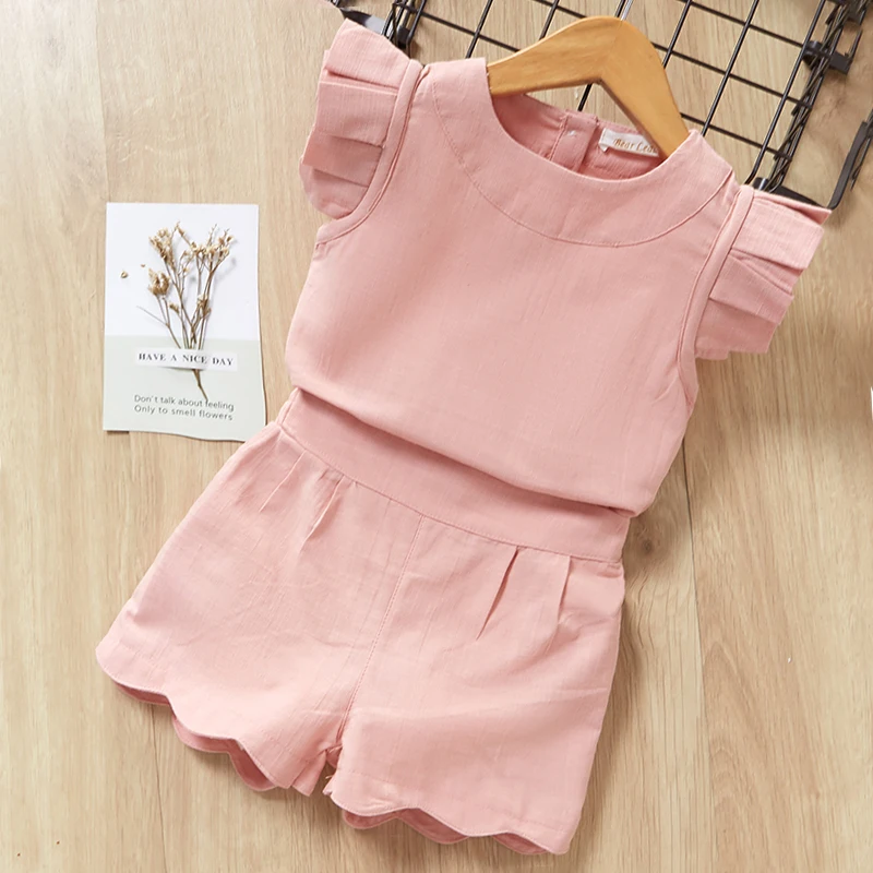 Melario Summer Girls Clothes Set 2023 Children Clothing Short Sleeve T-shirt and Print Shorts 2Pcs Set Girl Kids Clothes Suit