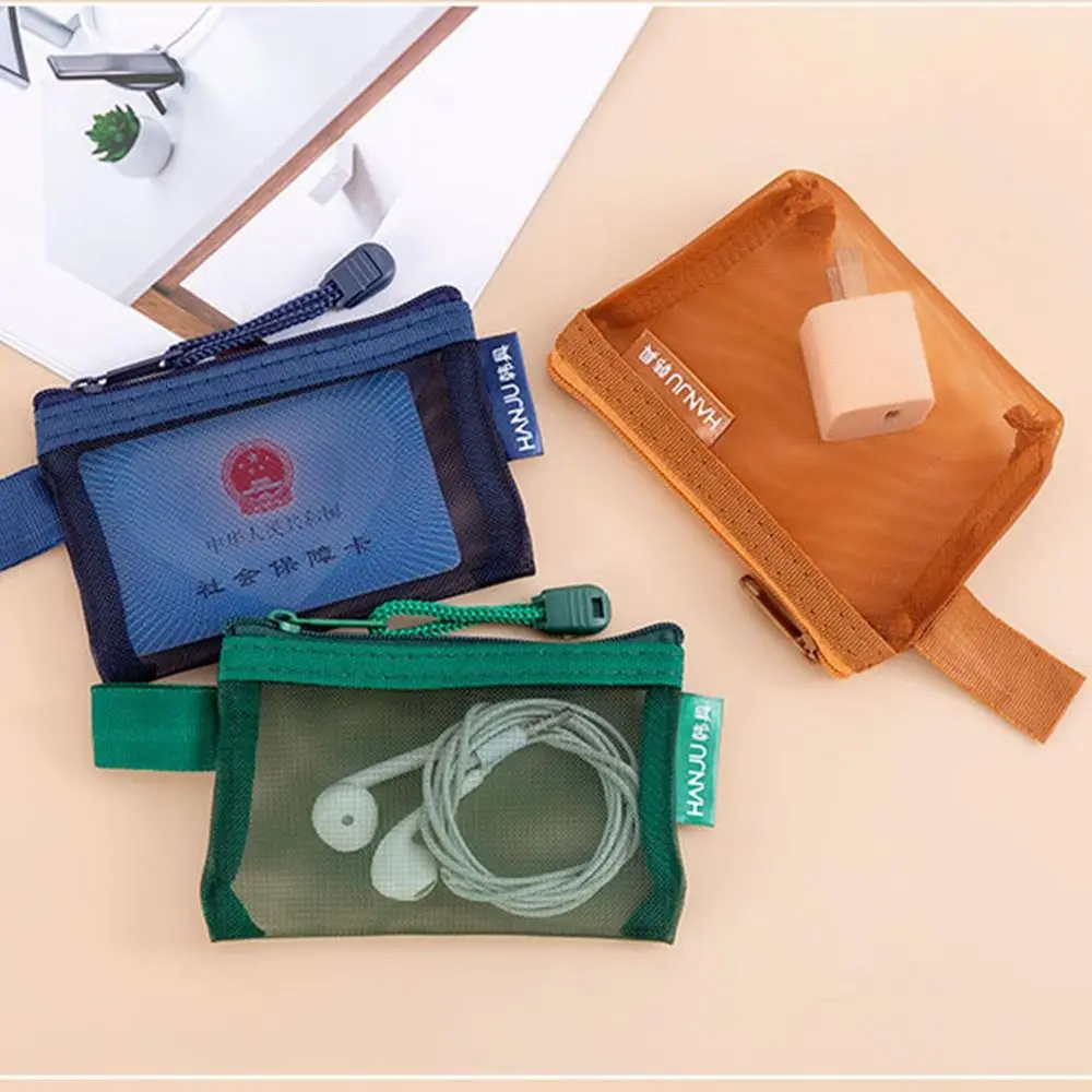 Сумка для хранения мелочей Прозрачная сетчатая сумка Сумки для монет Сумки для денег Помада Косметичка Мини-кошелек для монет Сумка для хранения кабеля для передачи данных Сумка для мелких предметов