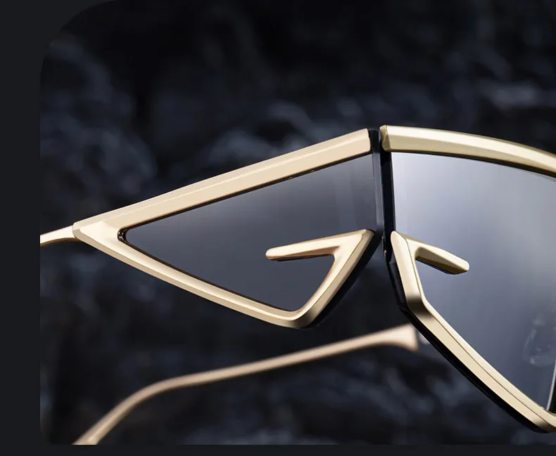 Y2K Punk Quadratische Schild Sonnenbrille Männer 2025, Luxus Marke Vintage Unregelmäßige Steampunk Winddicht Sonnenbrille für Frauen Shades UV400 – Detail 6