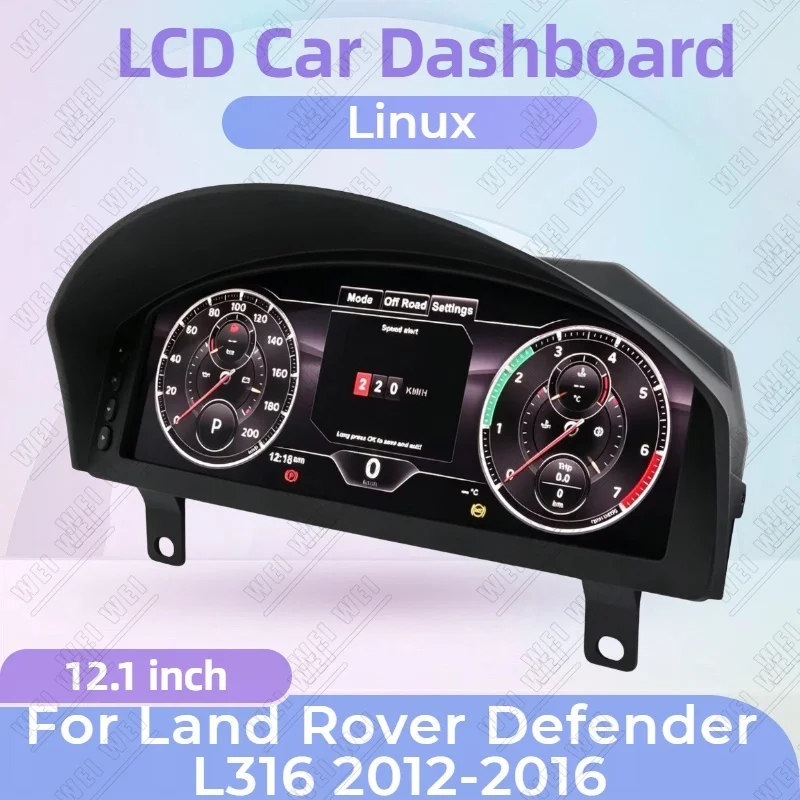 12.3inch LCD Linux Dashboard For Land Rover Defender L316 2012-2016 Car Digital Cluster Odometer Speedometer Meter Display Panel