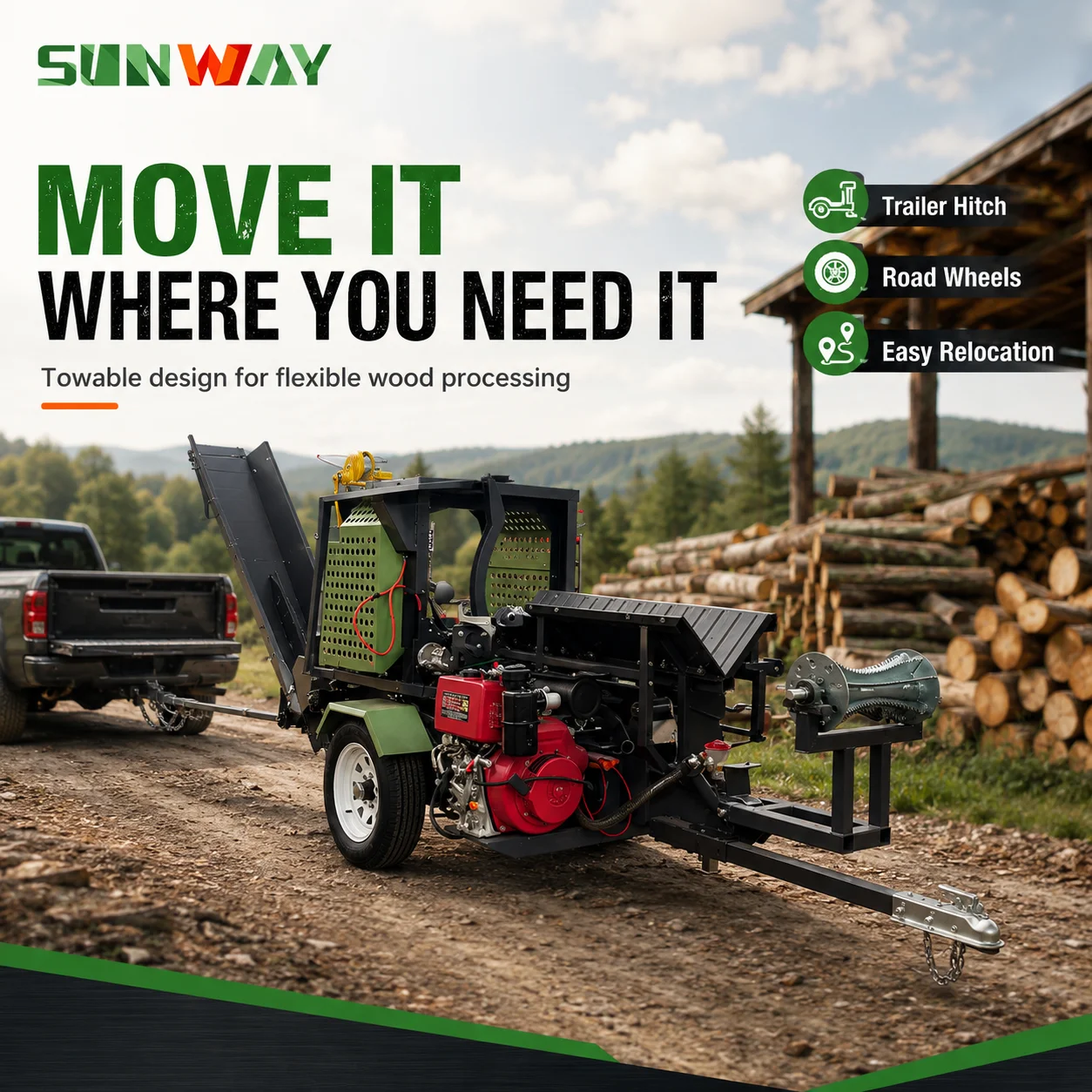Tractor PTO Driven Hydraulic Log Splitter Durable Farm Mounted Wood Splitting Equipment