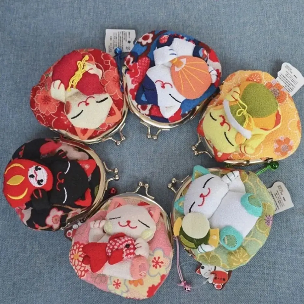 

Maneki Neko Lucky Cat Coin Purse Clasp Clutch Lovely Cute Multi-color Pocket Cloth Handbag Fortune Cat Small Item Bag