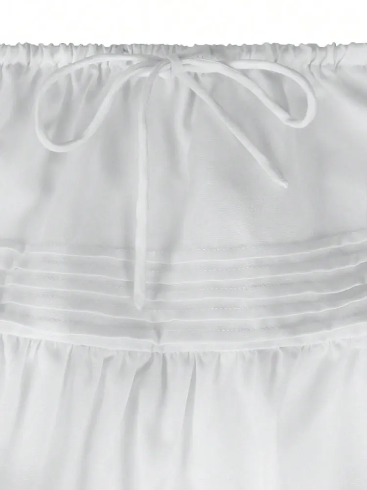 NewHot Mini gonna con coulisse a pieghe con bocciolo di fiore bianco Carino tutto-fiammifero elegante gonna corta da festa Recensioni coreane Molte vestiti per ragazze