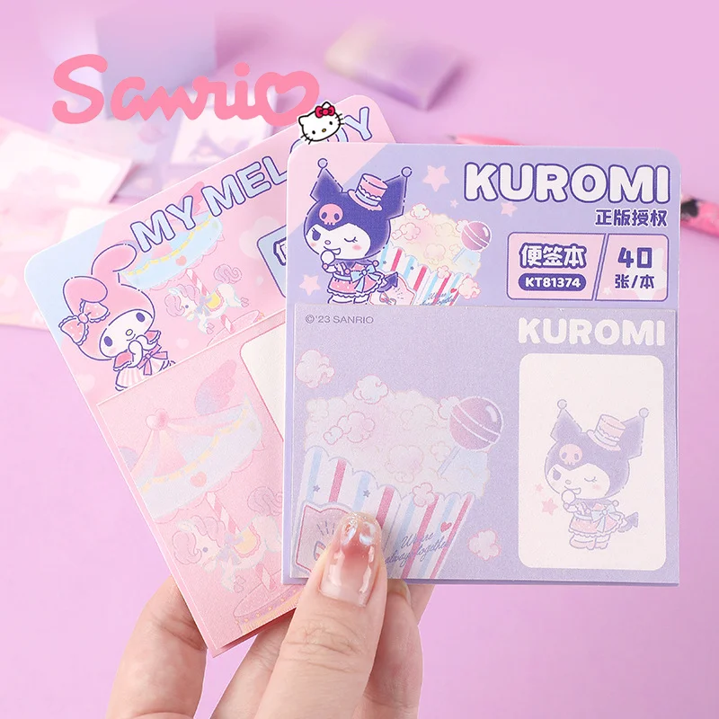 

24pcs Sanrio Cute Kuromi Melody Memo Pad Cartoon Message Book Students Portable Notebook Stickers Office Stationery Wholesale