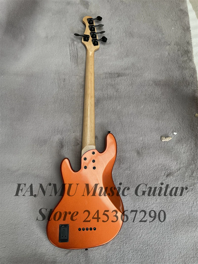 Metal Orange Bass 5-string electric bass Basswood body Maple fingerboard Black guard Active Battery Black Bridge factory custom