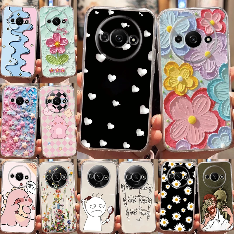 Para redmi a3 a3x 9 14c 4g nota 8 9 pro 9s 9 pro max 9 poco x3 nfc x3 pro m2 pro c61 5g flor estrela popular macio claro caso de telefone