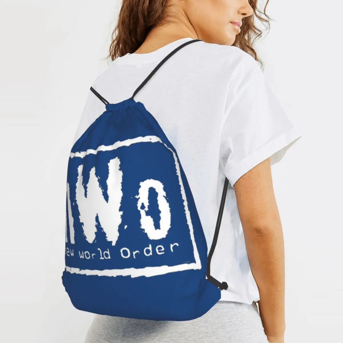 NWO New World Order Wrestling Backpacks Casual Drawstring Bundle Pocket Sports Bag Book Bags for Man Woman School