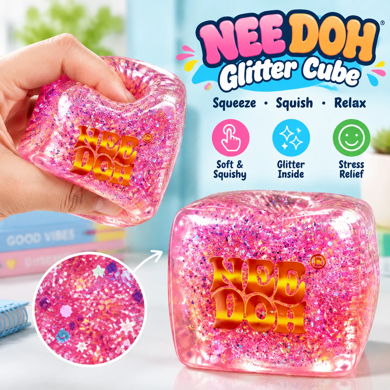 Glow in the Dark Ice Cube Squishy Fidget Toy New NEEDOH Maltose Squishy Cube Anti Anxiety Squeeze Toy for ADHD Focus Population