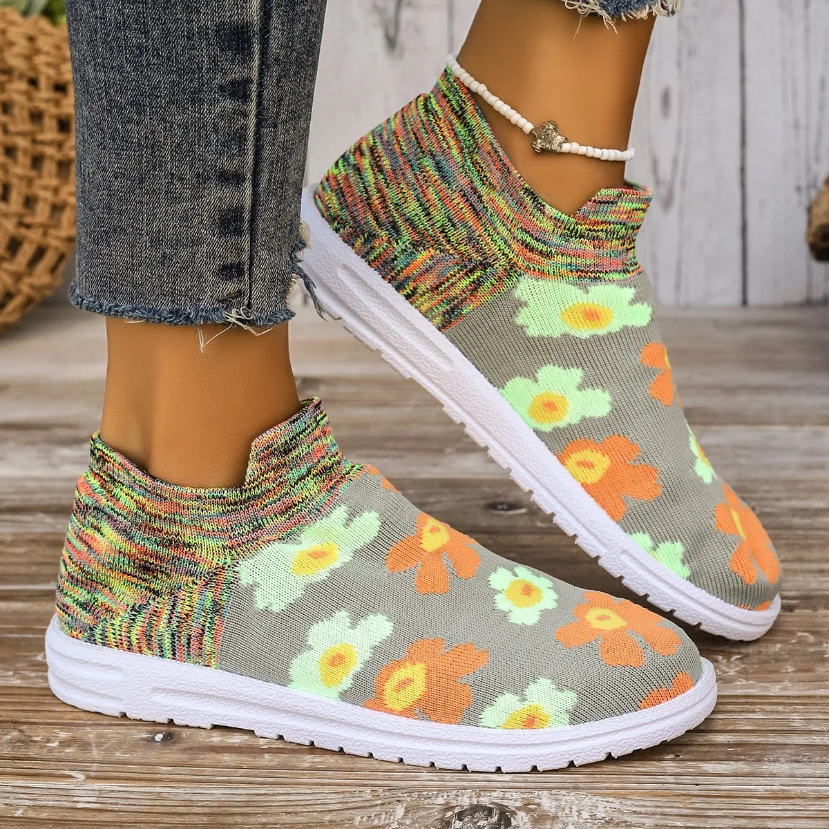 Dames Flats Enkel Sneakers Breien Designer Hardloopsportschoenen Herfst Casual Schoenen 2024 Trend Ademend Wandelen Mujer Zapatos