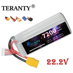 TERANTY Lipo RC Battery 6S 22.2V 60C 7200mAh FPV ze złączem Deans XT90 EC5 do dronów FPV Racing Quadcopters Airplane