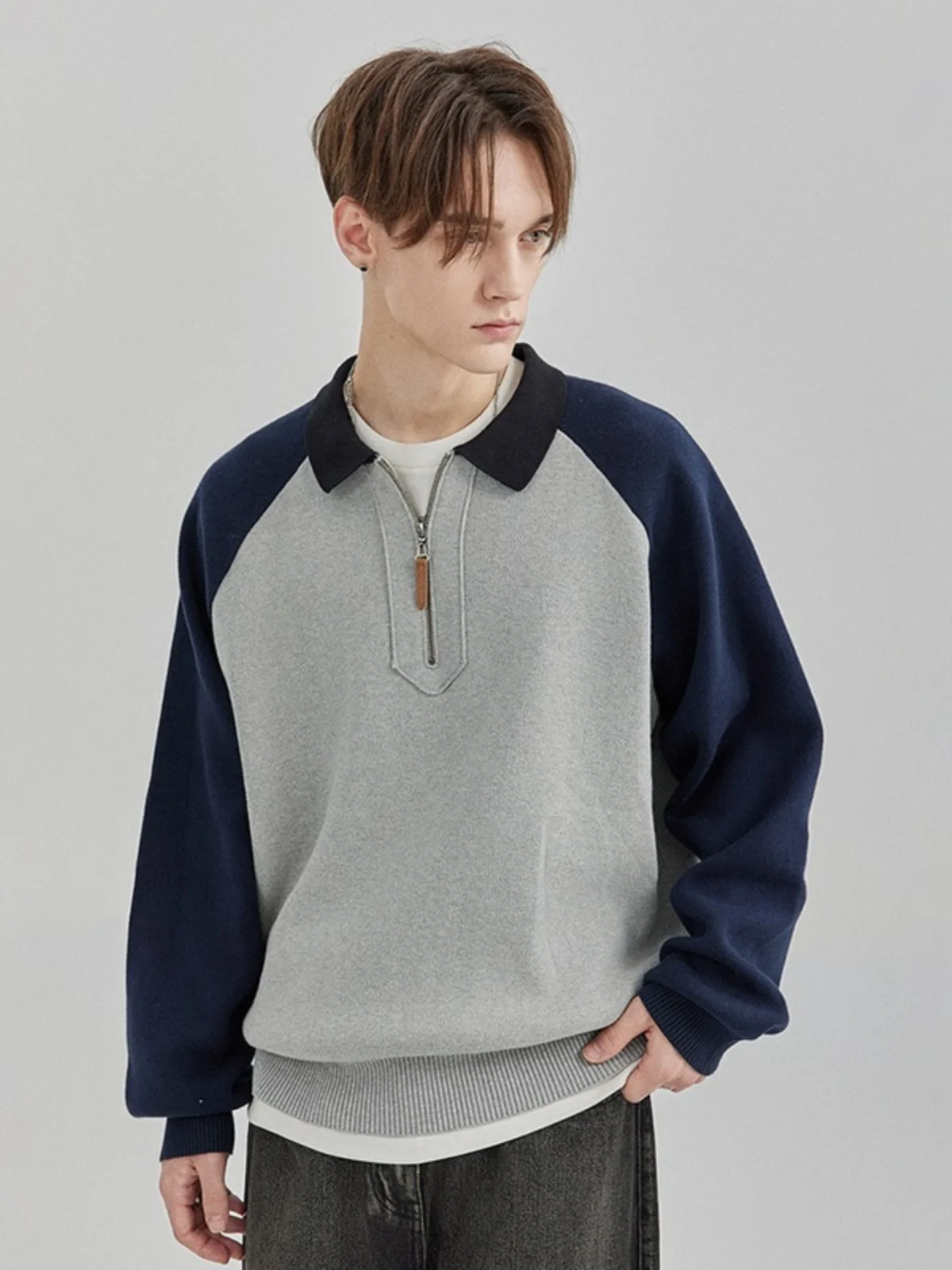 

Мужской свитшот премиум-класса: свободный вязаный топ-куртка с модным дизайном, осенняя новинка, молодежный и энергичный стиль