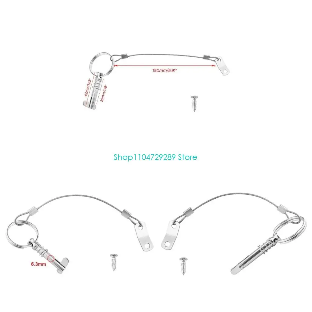

D8KE Full 316 Stainless Steel Quick Release Pin 6.3mm 1/4 inch with Lanyard for Boat Bimini Top Deck Hinge Marine Hardware