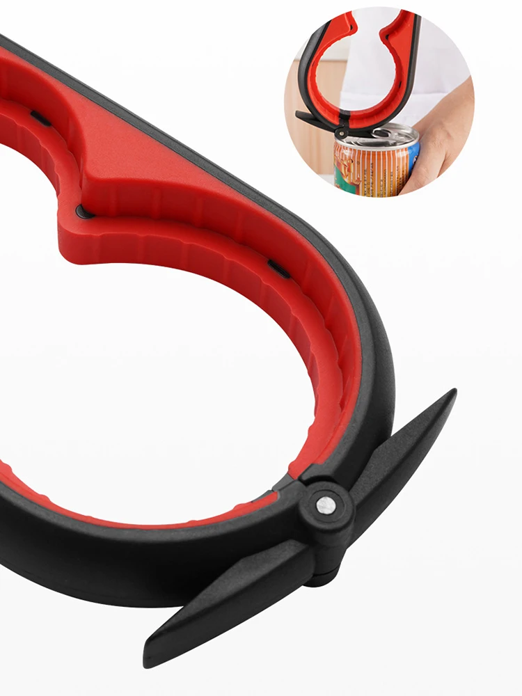 Dosenöffner Multifunktional Vier In Einem Getränkeflaschenverschluss Dreher Rutschfest Hohe Haltbarkeit Leichtes Drehmoment Flaschenöffner Dosenöffner Multifunktionaler 4-in-1 Öffner Rutschfestes Design Gummiöffner – Detail 2