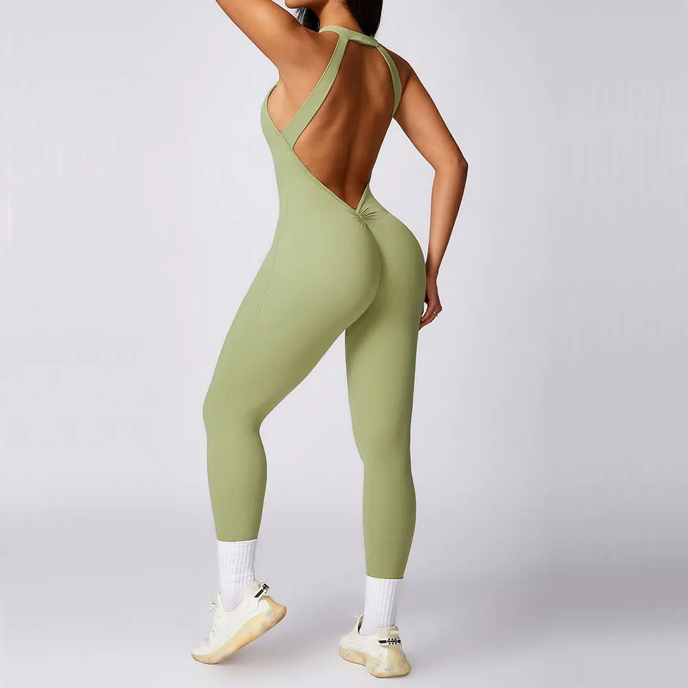 Backless Jumpsuit Women Gym Training Yoga Suit Sportswear Women Sports Fitness Rompers Stretch Female Push Up Workout Bodysuits