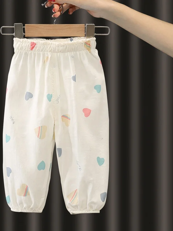 

Устойчивые к комарам широкие брюки Харлан для маленьких девочек, летние модные прохладные шелковые длинные светящиеся корейские брюки