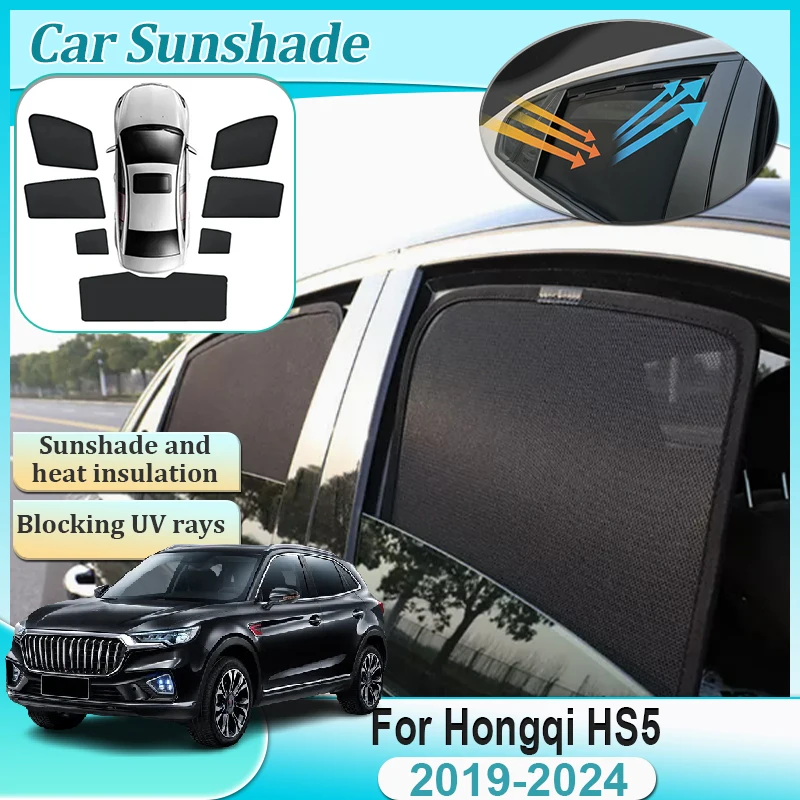 

For Hongqi HS5 2019-2024 Sunshades Privacy Side Shading Visors Anti UV Side Window Windshield Cover Parts Tools Auto Accessories
