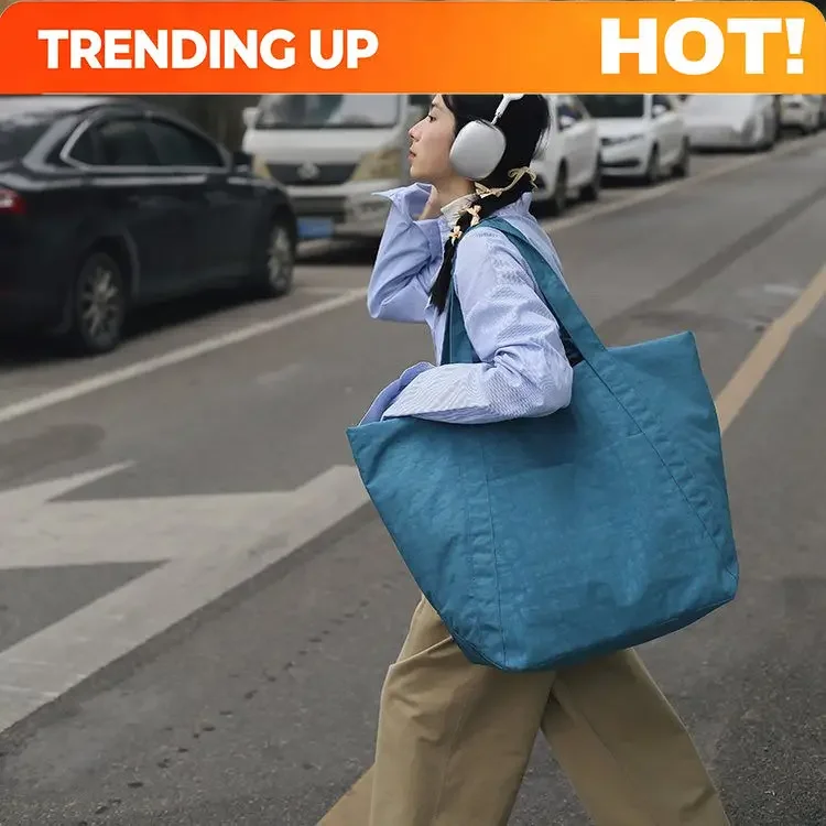 Tote Bag Nylon Summer Spring Autumn Lightweight High-Capacity Simple Office Lady Solid Handbag All-match
