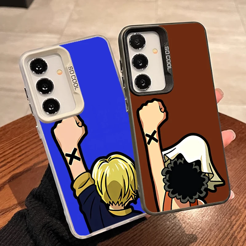 Comics One Piece Sanji Usopp For Samsung A71 A52 A53 A51 A34 A33 A32 A21S A23 A15 A12 A13 A05 5G Colorful Silver Back