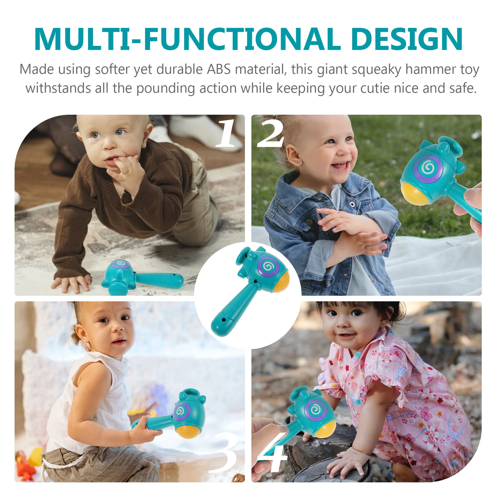 

Glowing Hammer Luminous Plastic Hand Rattle Plaything For Early Learning Squeaky Hammer Safe Durable Abs Educational