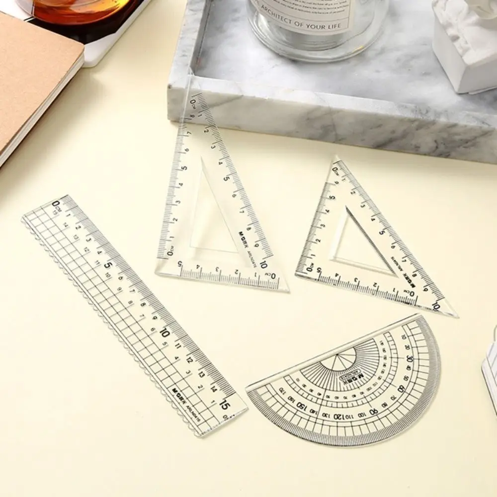 4Pcs/set Cartoon Plastic Ruler Cartoon Transparent Capybara Ruler Set Stationery Gift Drawing Ruler