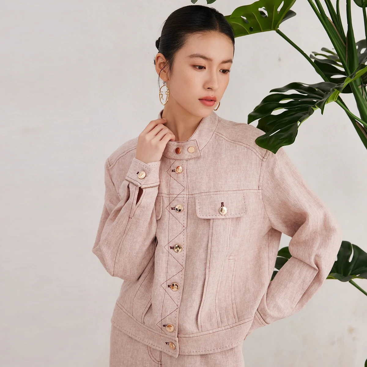 K3053W High quality luxury women\'s clothing for spring and summer, French linen jacket