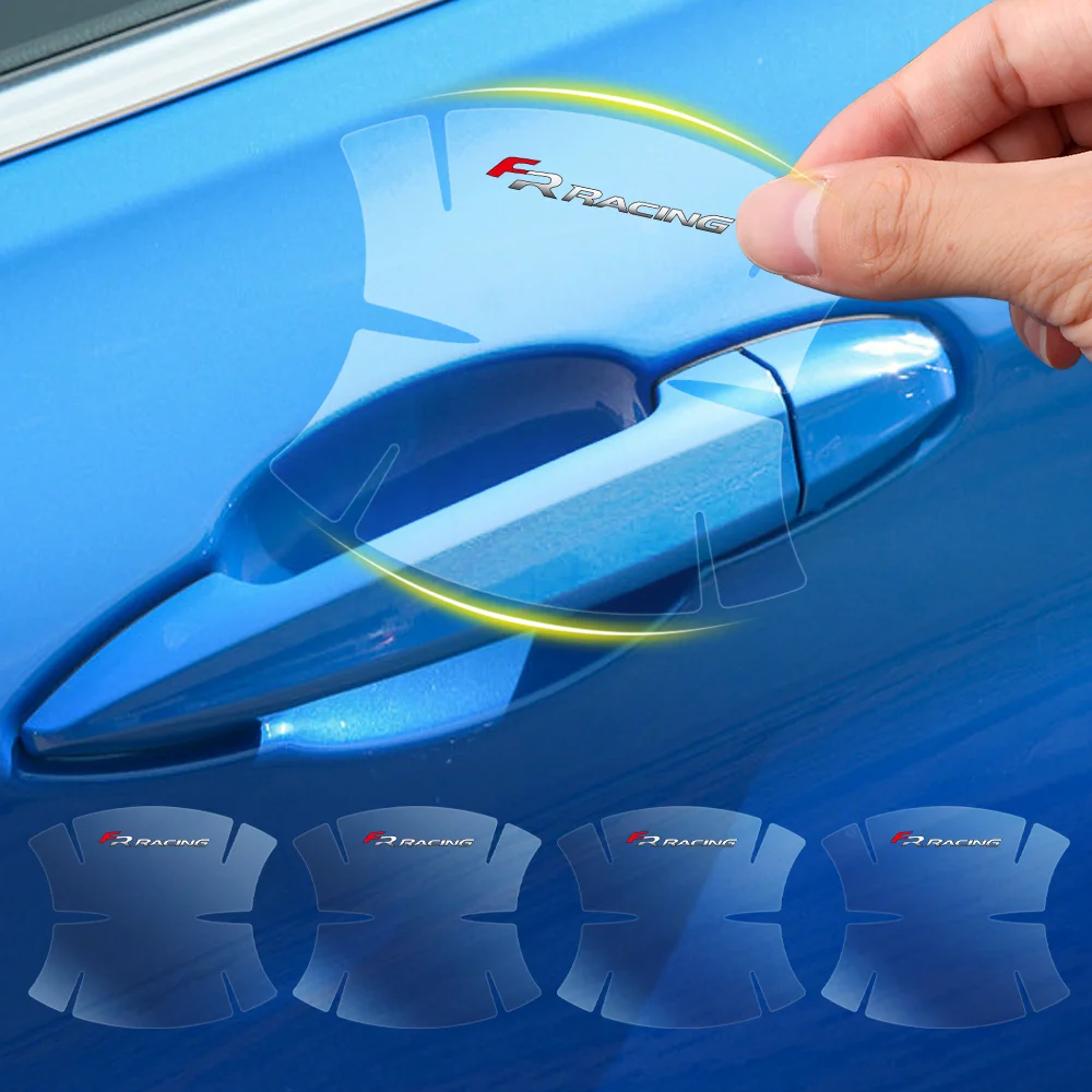 8pcs PVC Car Emblem Transparent Door Bowl Handle Protector Stickers Decor For Seat Cupra FR Racing Ibiza Leon Ateca Exeo Tarraco